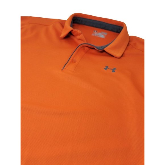 Under Armour Loose Heat Gear Polo Shirt Size‎ XL Orange Short Sleeve - Picture 1 of 5